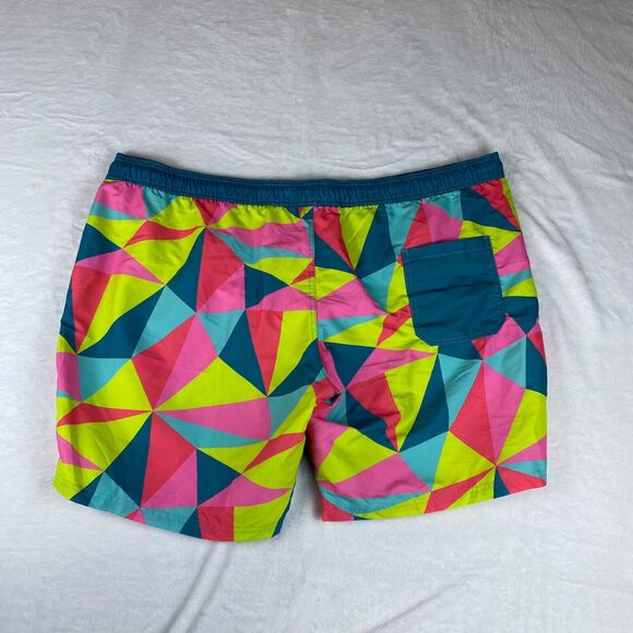 Mad Engine Swim Trunks Mens 2XL Multicolor Patterned‎ Mesh Lined Elastic Waist - Picture 2 of 5